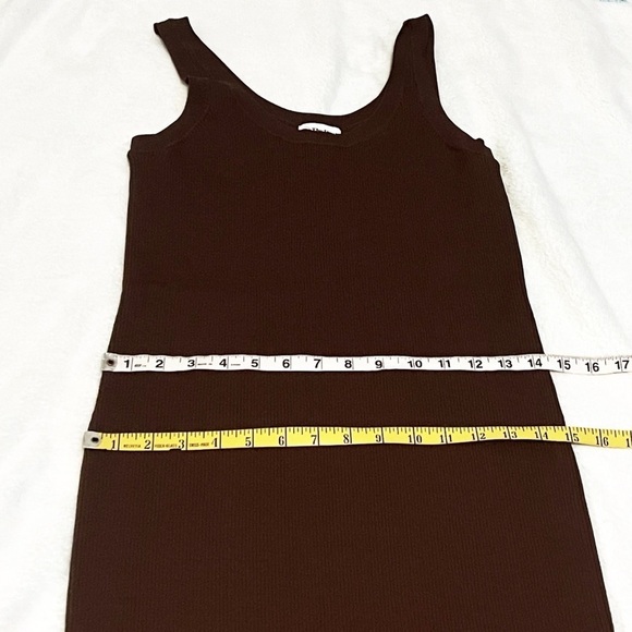 NWT The Drop Yasmine Side Slit Ribbed Scoop Neck Solid Brown Midi Dress Pullover - Picture 7 of 9